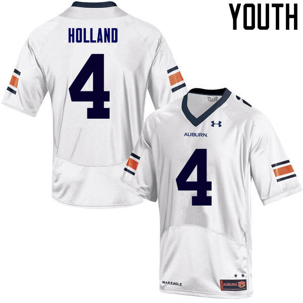 Youth Auburn Tigers #4 Jeff Holland College Football Jerseys Sale-White